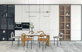 Chic Dining Room With Cupboards