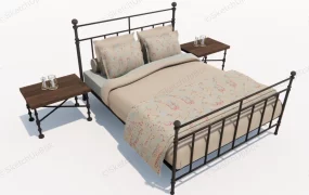 Wrought Iron Bed And Nightstands