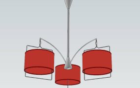 3 Arm Red Pendant Light