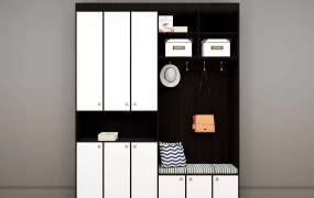 White And Black Hall Tree Entry Bench