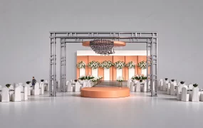 Grand Wedding Stage & Banquet Hall Layout SketchUp 3D Model