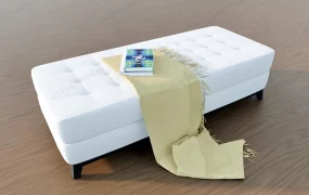 White Tufted Fabric Bed Bench