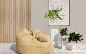 Living Room Bean Bag & Accent Wall Idea