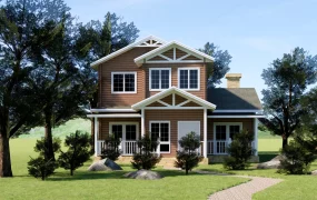 Craftsman Two Story Wooden Suburban House SketchUp 3D Model
