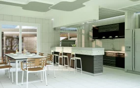 Modern Kitchen With Island & Table Combo
