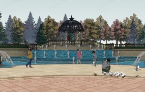 City Square With Fountain