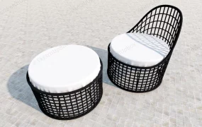 Metal Grid Chair And Table Set