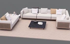 Modern Outdoor Modular Sectional Sofa Set SketchUp 3D Model