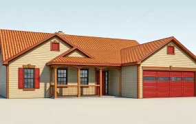 American Suburban Single Story House SketchUp 3D Model