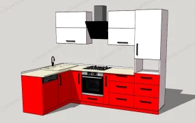 Small Red And White Kitchen Cabinets