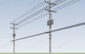 Electrical Utility Pole With Transformer