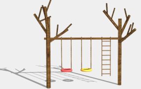 Rustic Log Tyre Swing Set