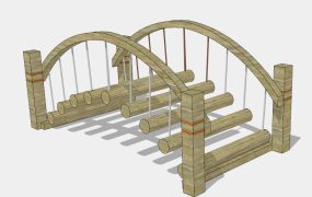 Outdoor Adventure Log Swinging Bridge
