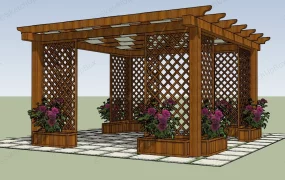 Wooden Gazebo With Trellis