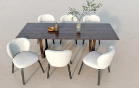 Minimalist Wood Dining Table Set