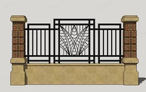 Iron And Brick Fence