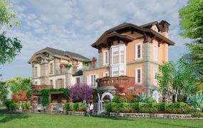 Fancy Symmetrical Dual Villa Structure