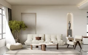 Japandi Living Room Interior Scene