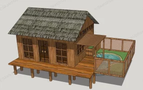 Tiny Log Cabin With Deck Pool