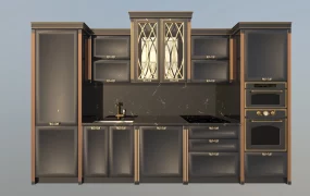 Neo Classical Linear Kitchen Cabinetry Layout