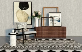 Accent Chair And Cabient Set