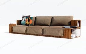 Sofa With Side Bookcase