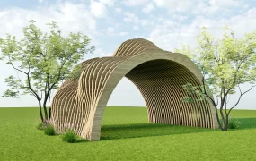 Creative Arched Wood Pergola