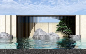 Modern Asian Inspired Courtyard Water Feature