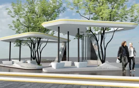 Creative Park Pavilion With Benches