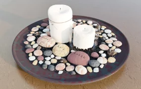 Cobblestone Decorative Tray Candle Holder