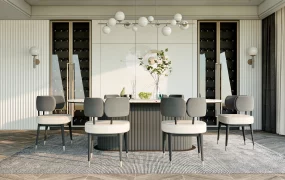 Dining Room With Wine Storage Wall