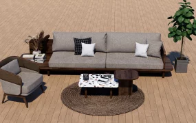 Modern Minimalist Wood Sofa Set