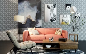 Vibrant Modern Mid Century Living Room