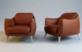 Modern Leather Lounge Armchair SketchUp 3D Model
