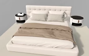 Upholstered Bed And Nightstand Set