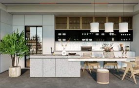 Modern Single Wall Kitchen With Island