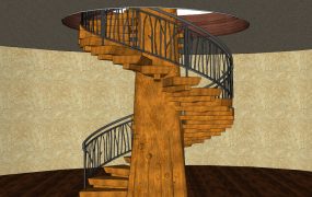 Antique Log Spiral Stair