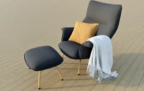 Modern Lazy Chair With Ottoman Set