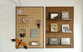 Rustic Wood Pegboard Wall Panels