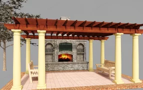 Outdoor Fireplace With Pergola