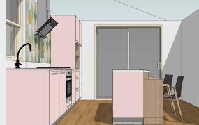 Pink Kitchen with Island Idea