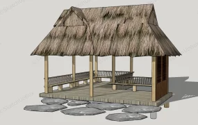 L Shaped Thatched Gazebo