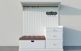 White Entryway Bench With Storage