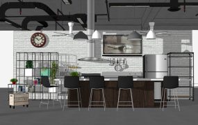 Industrial Outdoor Kitchen With Bar