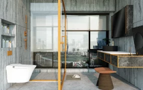 Grey Cement Bathroom Design Idea