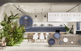 Tropical Biophilic Juice Bar & Cafe Interior