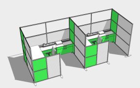 Green and White Cubicle Office Workstation