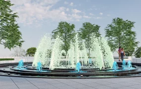 Square With Water Fountain