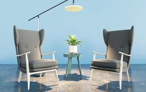 High Wingback Chairs Set