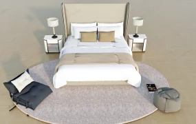 Modern Bed With Nightstand Set